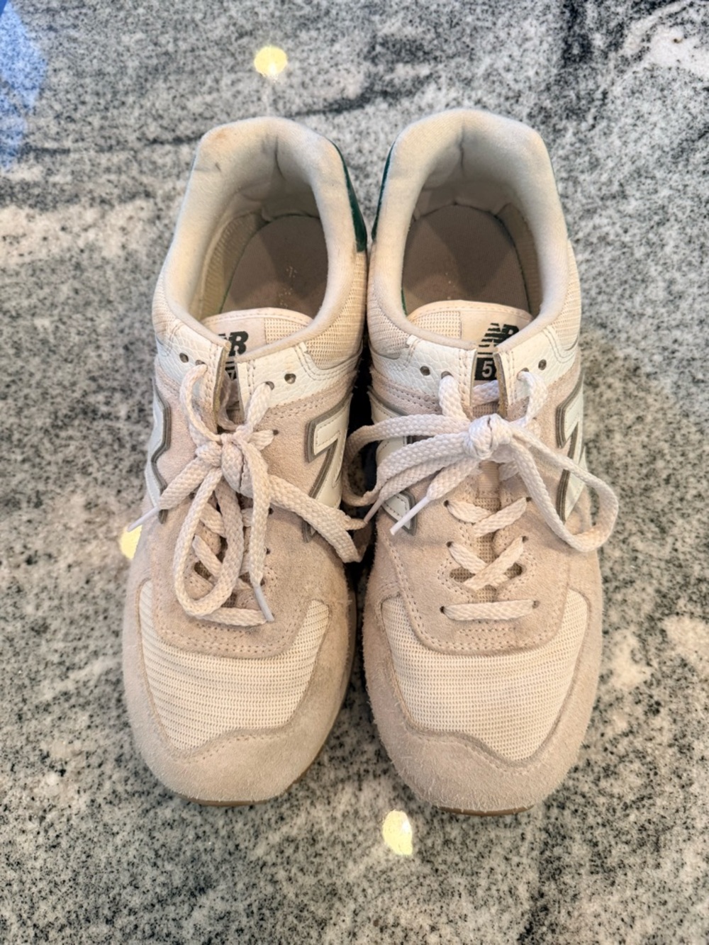 New Balance Neutral Beige & White Suede Lace-Up Sneakers Men's Size 10